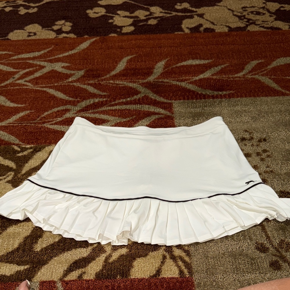 Slazenger White Pleated Hem Skirt with Black Trim